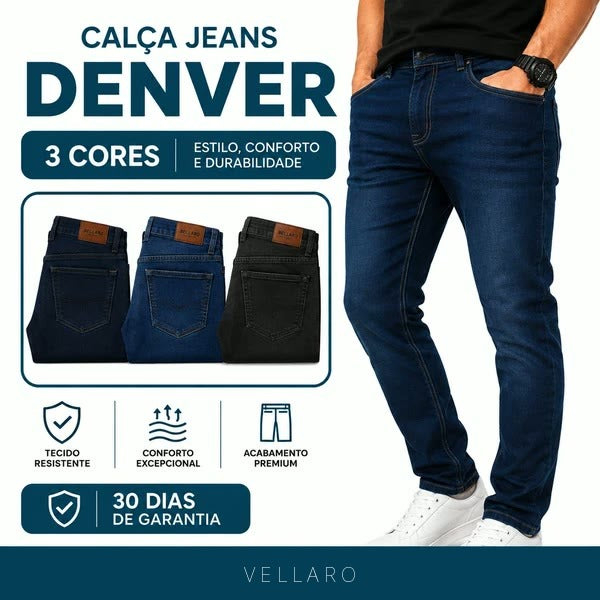 [Leve 3 e Pague 2] Calça Jeans Masculina Denver Premium | Conforto, Estilo e Caimento Perfeito
