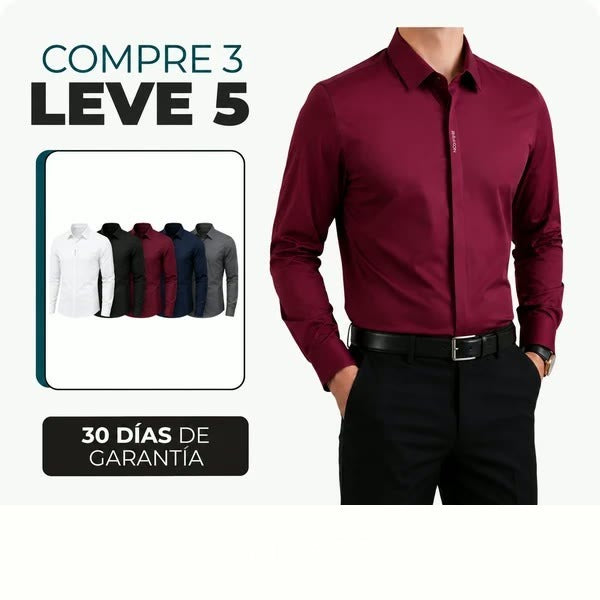 [Leve 5 e Pague 3] Camisa Masculina Elite em Seda Gelada com Elastano | Conforto e Estilo Premium