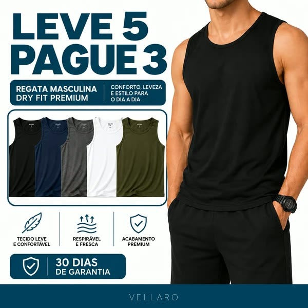 [Leve 5 e Pague 3] Regata Masculina Dry Fit Premium | Conforto, Leveza e Estilo para o Dia a Dia
