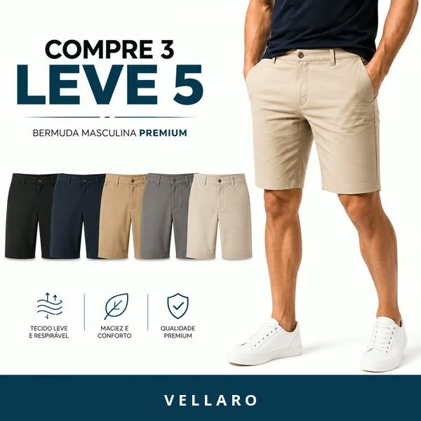 [Leve 5 e Pague 3] Bermuda Masculina Verona Premium | Conforto, Leveza e Estilo